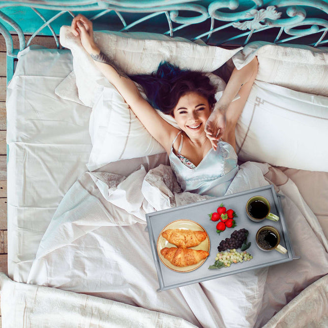 Gray bed tray - set of 2