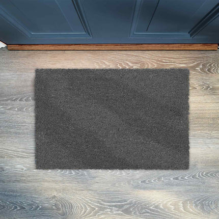 Gray coconut fiber door mat