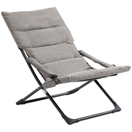 Grauer Klappstuhl - Abnehmbares Kissen, Textil & Stahl