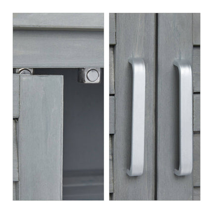 Gray garden cabinet with 3 compartments
