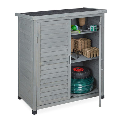 Gray garden cabinet with 3 compartments