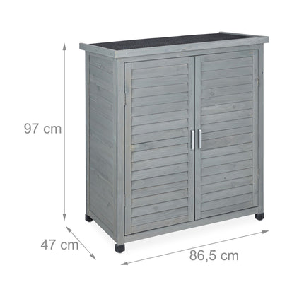 Gray garden cabinet with 3 compartments