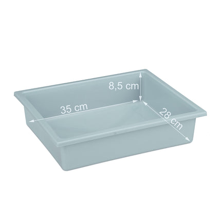 Gray planter table with wheels