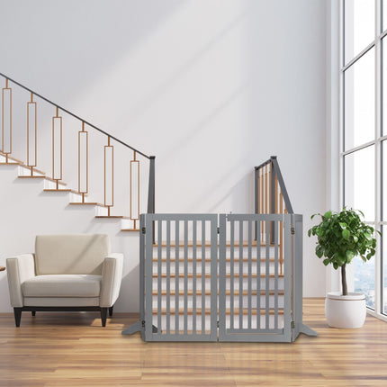 Portail de sécurité gris avec porte 92 cm