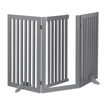 Gray security gate with door 92 cm