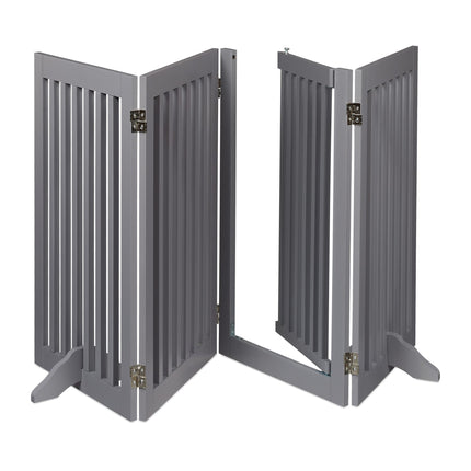 Portail de sécurité gris avec porte 92 cm