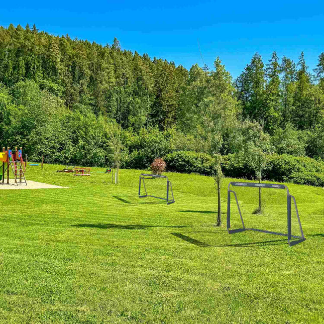 Gray soccer goals in sets of 2