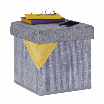 Tabouret gris avec espace de rangement