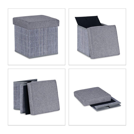 Tabouret gris avec espace de rangement