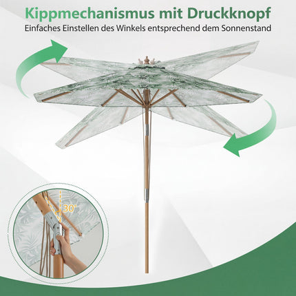 Grüner 270 cm Sonnenschirm mit Kippfunktion und Belüftung