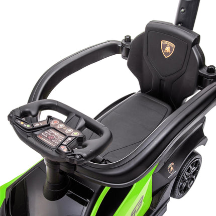 Green 2-in-1 Ride-On Car with Push Handle and Horn