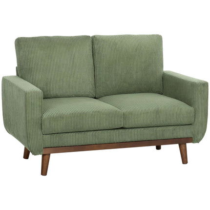 Green Cord 2-Seater Sofa, 134 cm with Pocket Springs