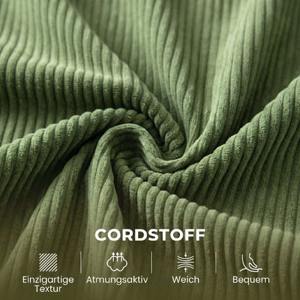 Green Cord 2-Seater Sofa, 134 cm with Pocket Springs