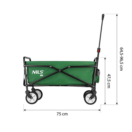 Grüner Klappbollerwagen, kompakt und tragbar