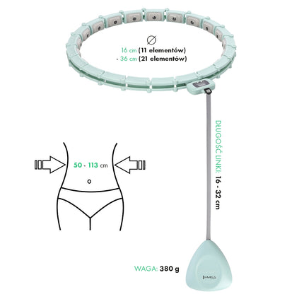 Grüner magnetischer, gewichteter Hula-Hoop-Reifen mit Zähler