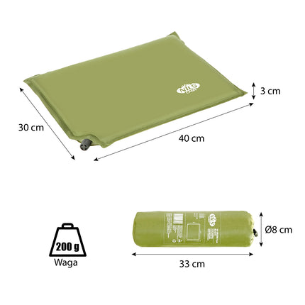 Green Self-Inflating Camping Pillow, Compact & Portable