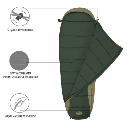 Grüner Schlafsack, leicht, kompakt, Camping