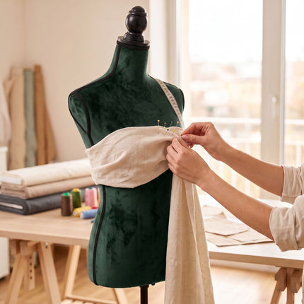 Green Velvet Dress Form 36/38 – Adjustable Mannequin