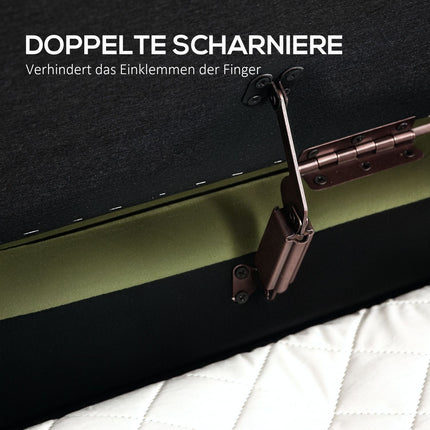 Green Velvet Storage Bench with Gold Legs, 19-Gallon Capacity