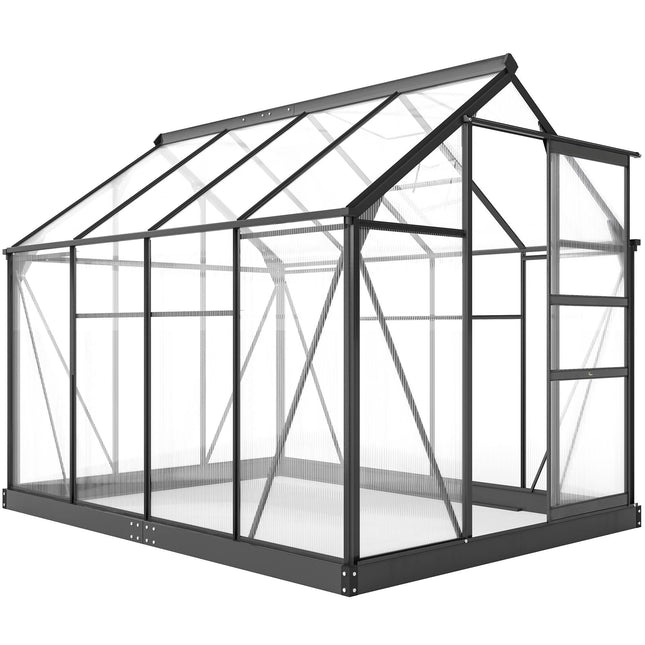 Gewächshaus 190x252x201 cm, Polycarbonat, Schiebetür, Dachfenster