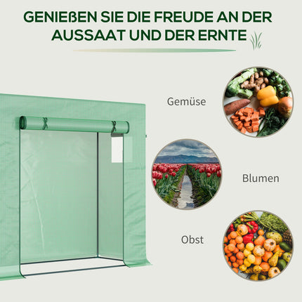 Greenhouse with roller door, 200x76x168 cm, winter-proof PE film