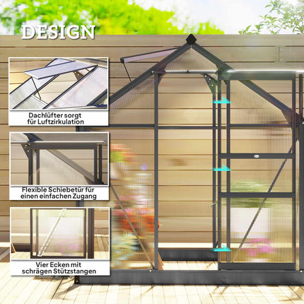 Skleník 3.65m², hliníkový rám, UV odolné panely