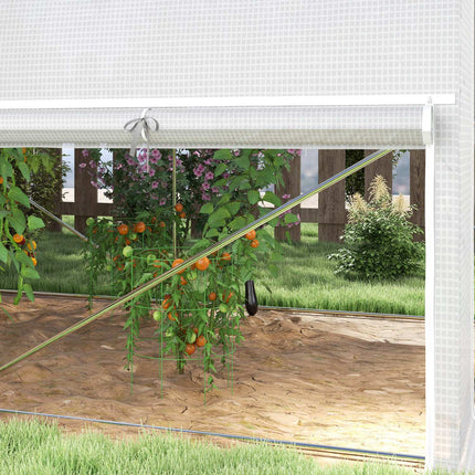 Kas 3 x 2 x 2 m foliekas met 4 ramen & deur, oprolbare zijwanden, UV-bestendige folietunnel tomatenhuis met gegalvaniseerd stalen frame, wit