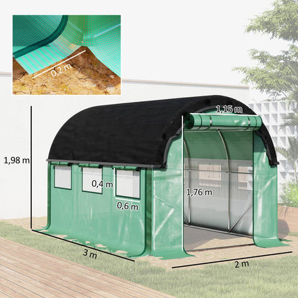 Gewächshaus 3x2x2m mit aufrollbaren Seiten und UV-Schutz