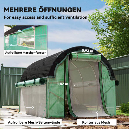 Gewächshaus 3x2x2m mit aufrollbaren Seiten und UV-Schutz