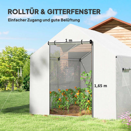 Gewächshaus 3x2x2m mit UV-beständiger Abdeckung, Netzfenstern