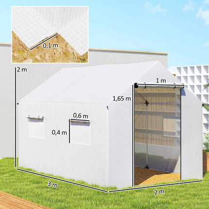 Gewächshaus 3x2x2m mit UV-beständiger Abdeckung, Netzfenstern