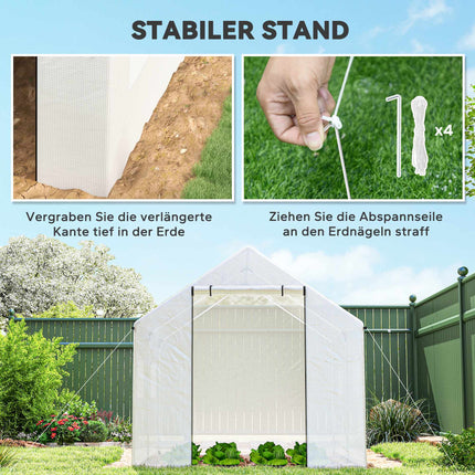 Gewächshaus 3x2x2m mit UV-beständiger Abdeckung, Netzfenstern