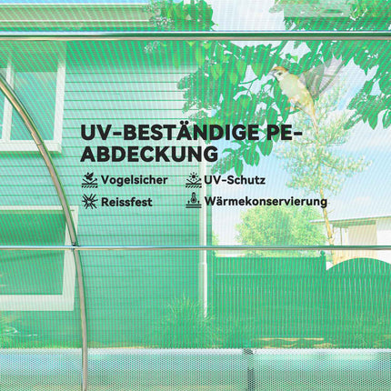 Gewächshaus 4x3x2m, UV-beständig, 8 Fenster, winterfest