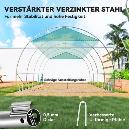 Gewächshaus 4x3x2m, UV-beständig, 8 Fenster, winterfest