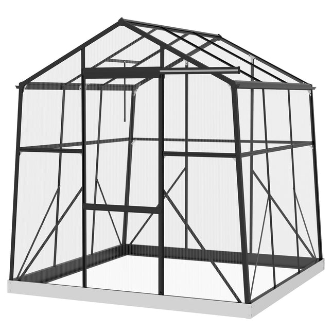 Aluminum greenhouse with sliding door, 3.68 m², black