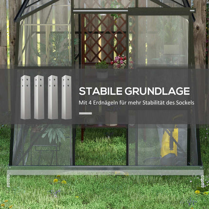 Kas Aluminium 192 X 192 X 204 Cm Kas 3,68 M² Tomatenhuis Met Raam, Schuifdeur, Fundering, Kweekplantenhuis, Zwart