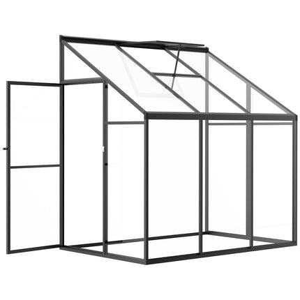 Gewächshausschuppen, abschließbare Tür & verstellbares Dach, schwarzes Aluminium
