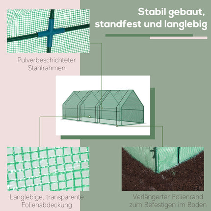 Kas Tomatenhuis Koud Frame, Groen, 270X90X90Cm, Voor Tuin & Balkon