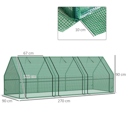 Kas Tomatenhuis Koud Frame, Groen, 270X90X90Cm, Voor Tuin & Balkon