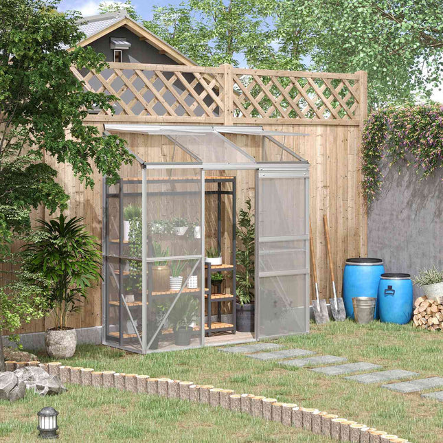 Gewächshaus aus Polycarbonat mit Schiebetür für den Garten