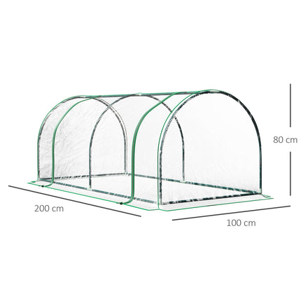 Gewächshaus mit Tür, Stahl PVC, 200x100x80 cm