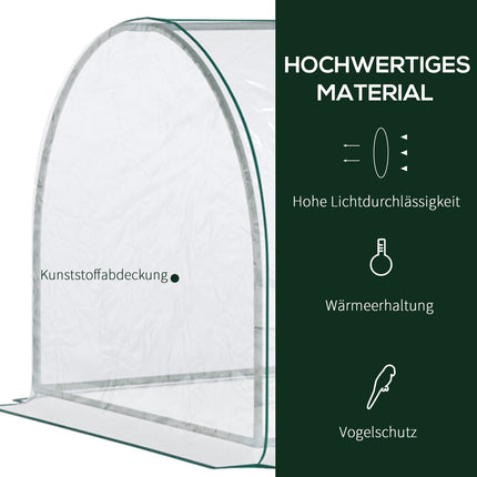 Gewächshaus aus Stahl-PVC mit Tür - 250x100x80cm Frühbeet