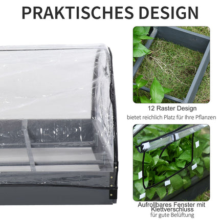 Transparentes Gewächshaus, PVC und Stahl, 12 Gitter, 120x79x53cm