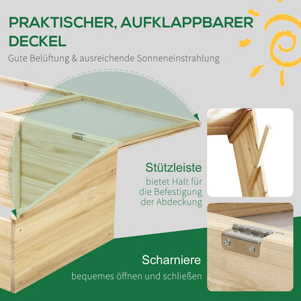 Gewächshaus Holz Frühbeetkasten - Fichtenholz, 100x50x35 cm