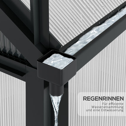 Kas aluminium kas 190 x 132 x 201 cm met dakraam en deur, inloopplantenkast met fundering, weerbestendig, grijs-transparant