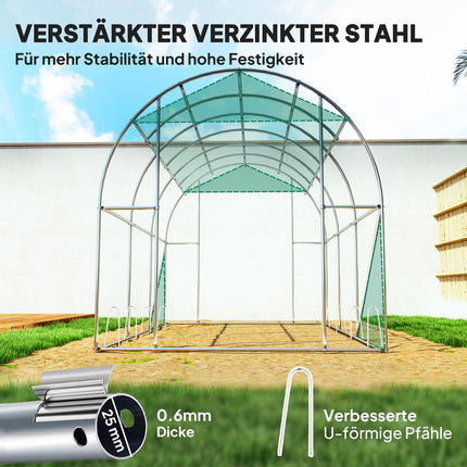 Gewächshaus 3x2x2m UV-beständig, Rolltor, 6 Fenster