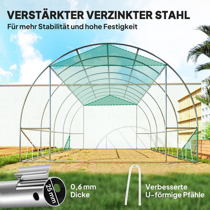 Großes Foliengewächshaus, 4x3x2m, Fenster & UV-Schutz