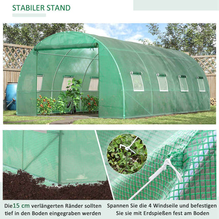 Modulares Gewächshaus 6x3x2m, UV-beständig, mit aufrollbaren Seiten