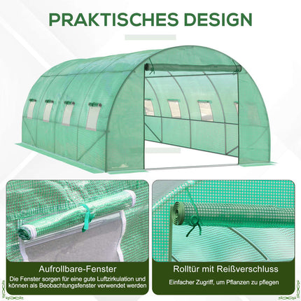 Modulares Gewächshaus 6x3x2m, UV-beständig, mit aufrollbaren Seiten