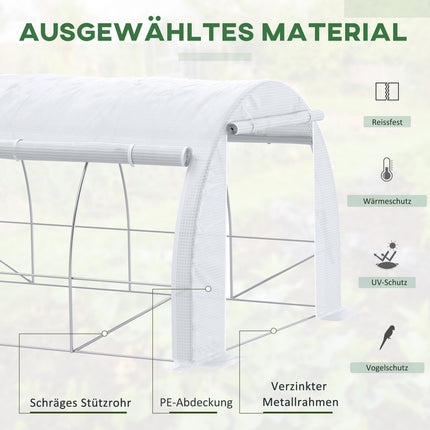 UV-geschützte Gewächshausfolie, 3,97x3,02x2m, winddicht, weiß